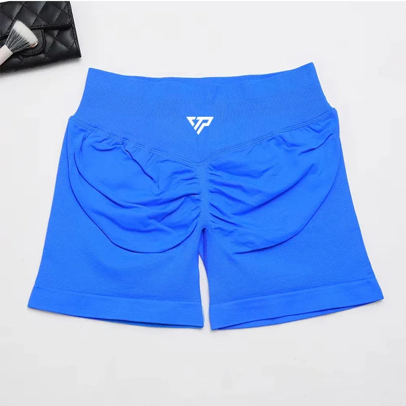 Women's Scrunch Back High Waist Fitted Shorts for Gym Workouts