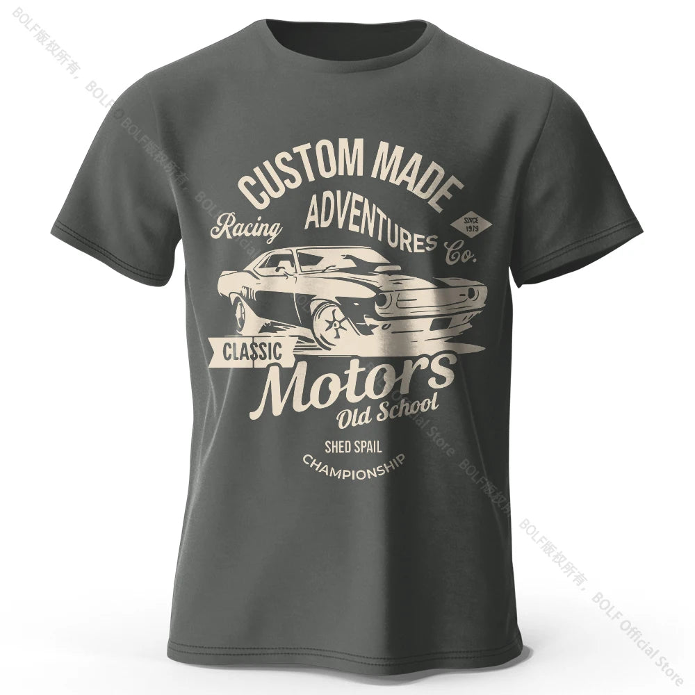 Men's Cotton Motors Graphic Short-Sleeve Oversized T-Shirt