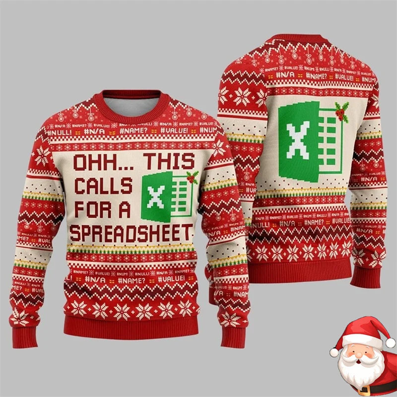 Spreadsheet Christmas Graphic Crewneck Long-Sleeve Sweatshirt