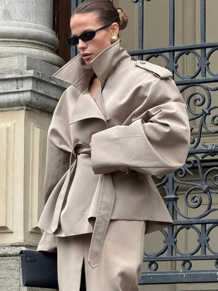 Women's Belted Lapel Trench Coat