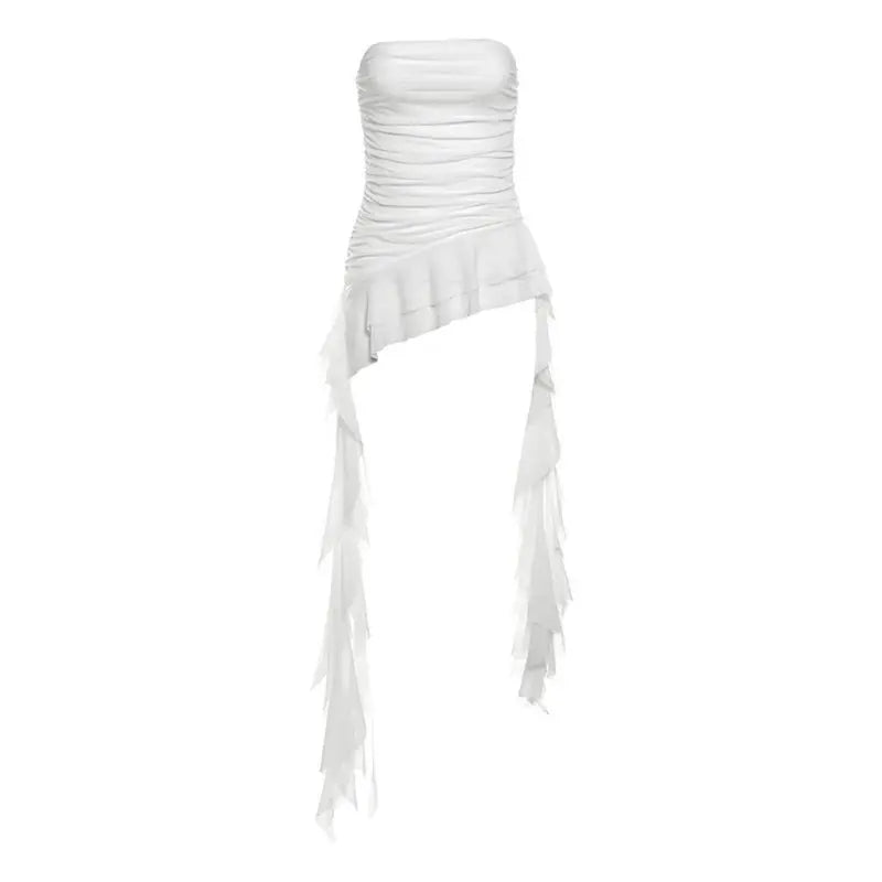 Women's Strapless Crop Top with a Cropped Length and Fringe Hem