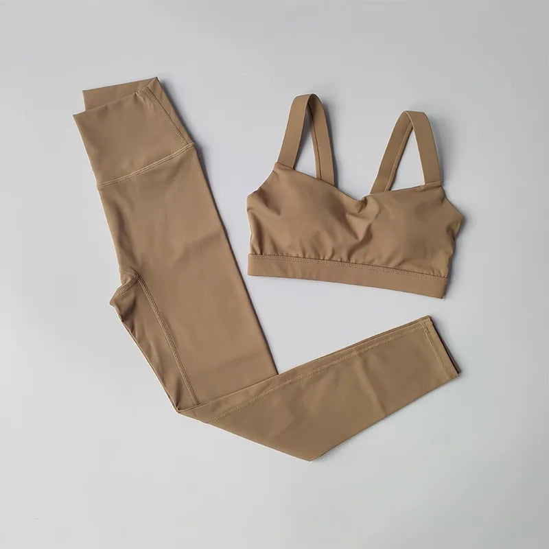 Women's Sports Bra and High Waist Leggings Set