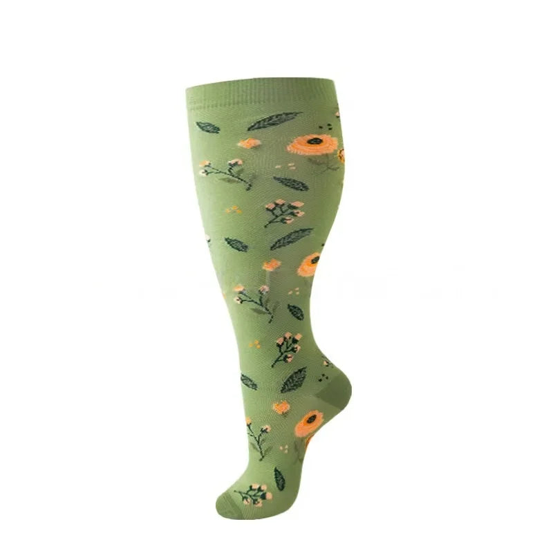 Plus Size Knee High Compression Socks with Pattern Options