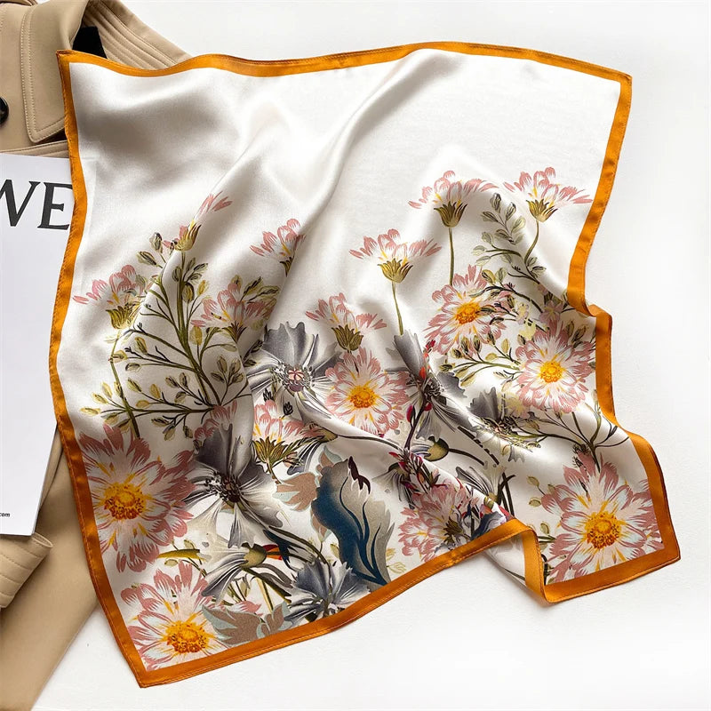 Printed Small Square Scarf for Neck and Hair Styling