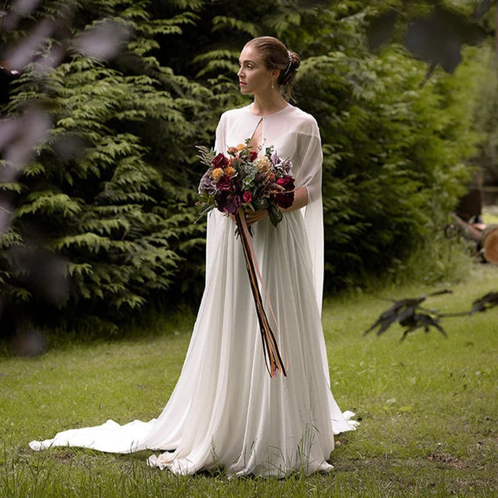 Long Sheer Bridal Cape for Layering over Outfits