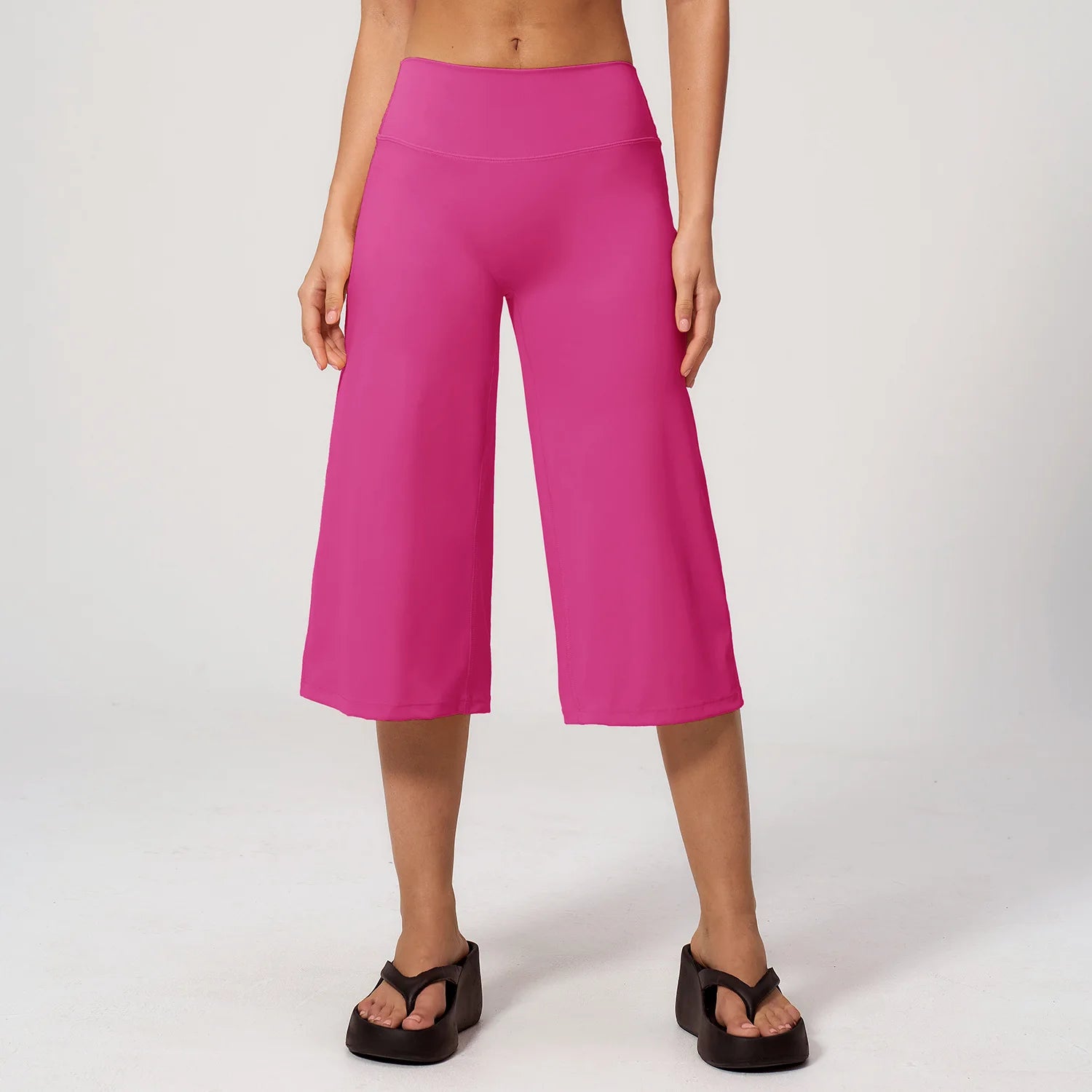 Women's High Waist Cropped Wide Leg Workout Pants with Loose Culotte Shape