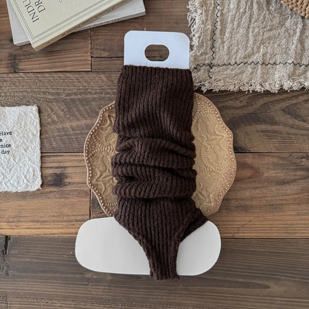 Ribbed Calf Leg Warmers with Stirrup Foot Openings