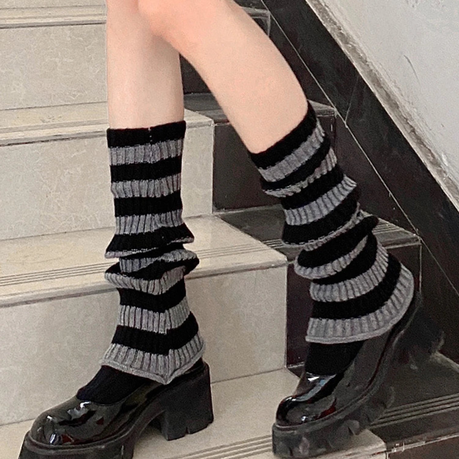 Flared Knit Leg Warmers with Slouchy Long Shape