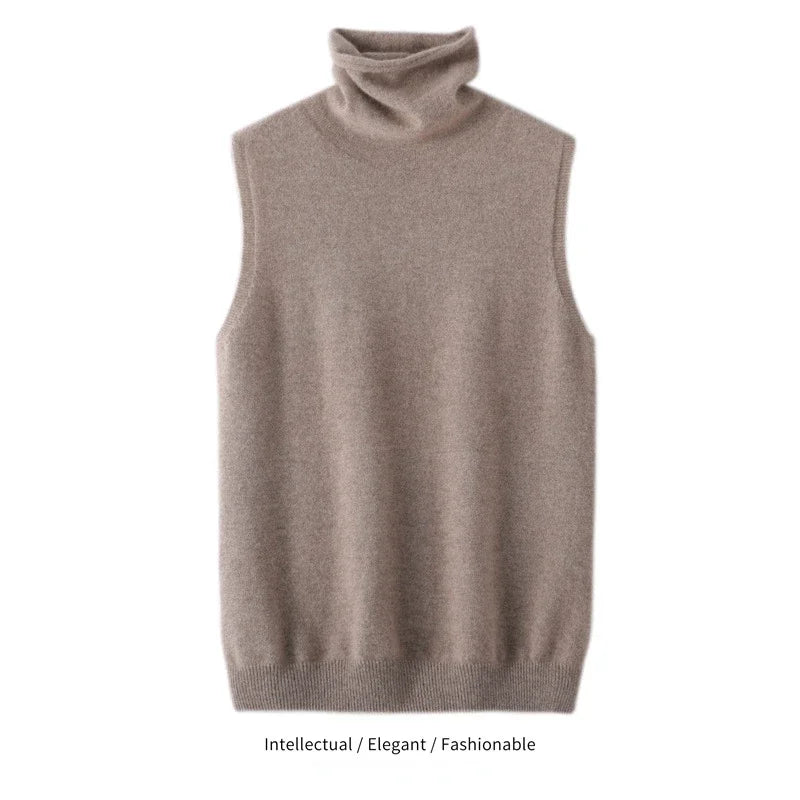 Women's Turtleneck Sleeveless Knit Vest Casual Knit Layer