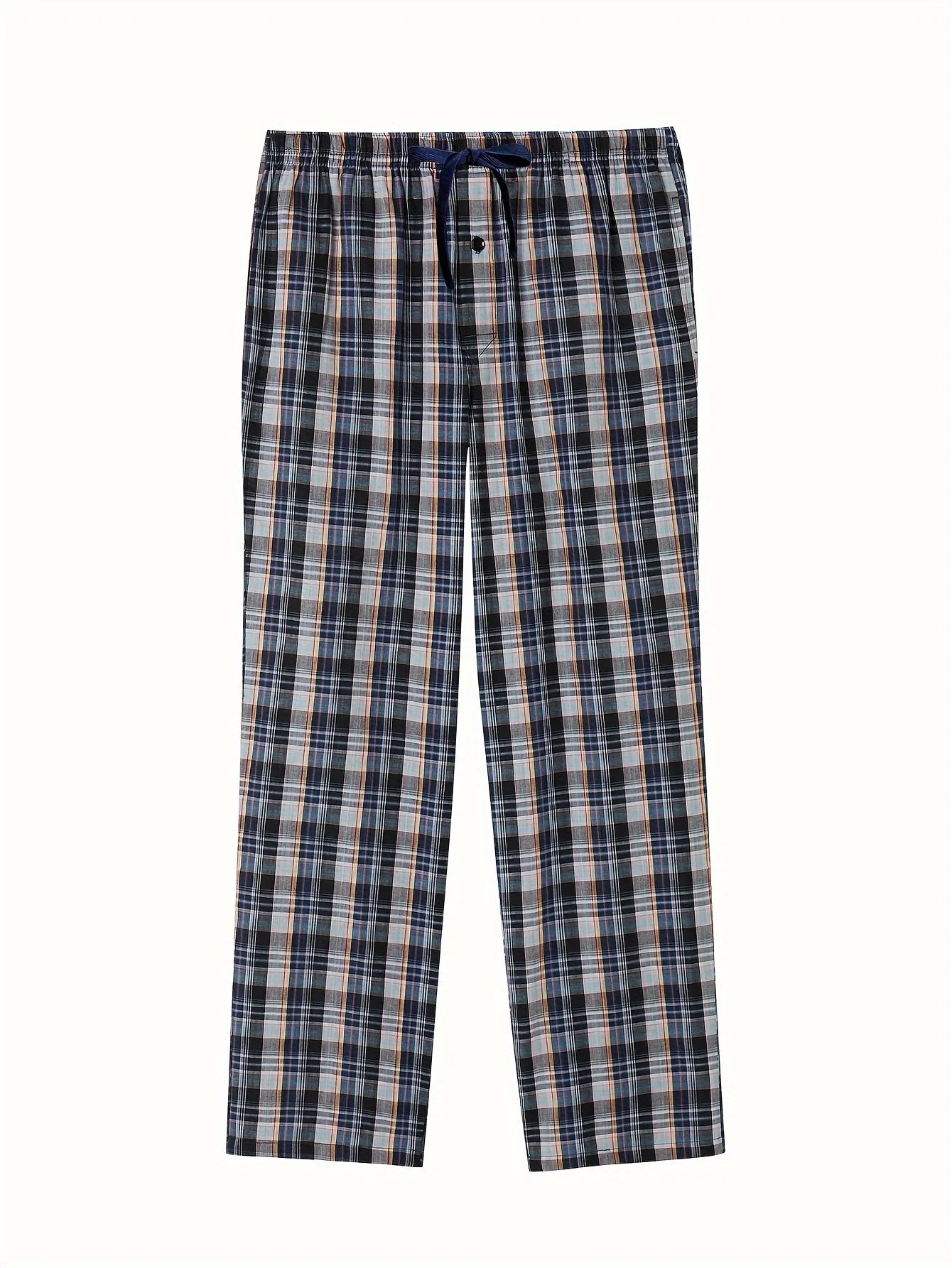 Men's Plaid Elastic Waist Straight Leg Lounge Pajama Pants