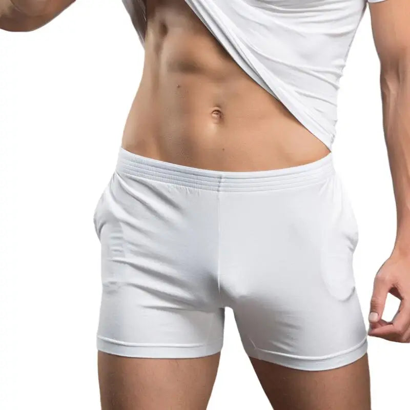 Men's Solid Fitted Boxer Style Lounge Sleep Shorts