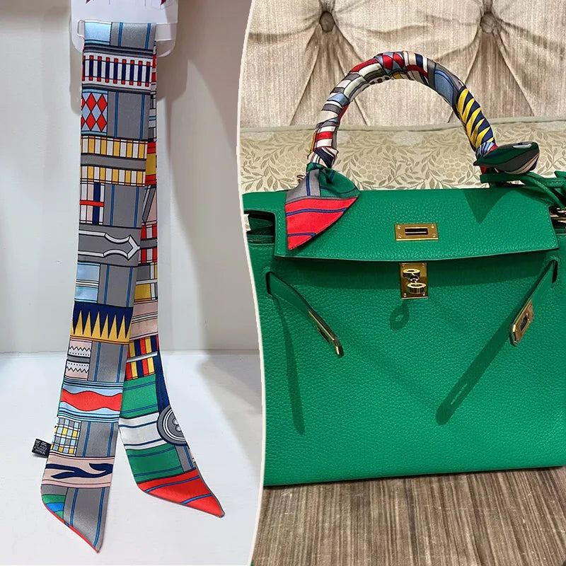 Printed Skinny Scarf for Neck and Bag Handle Styling
