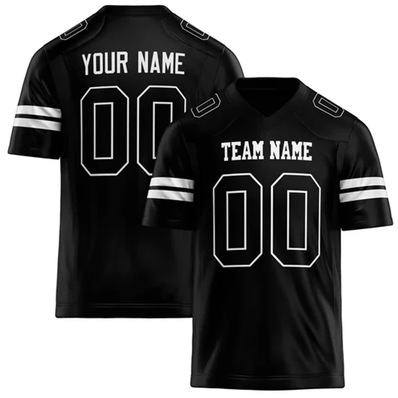 Black Number Football Short Sleeve Jersey For Sports Outfits