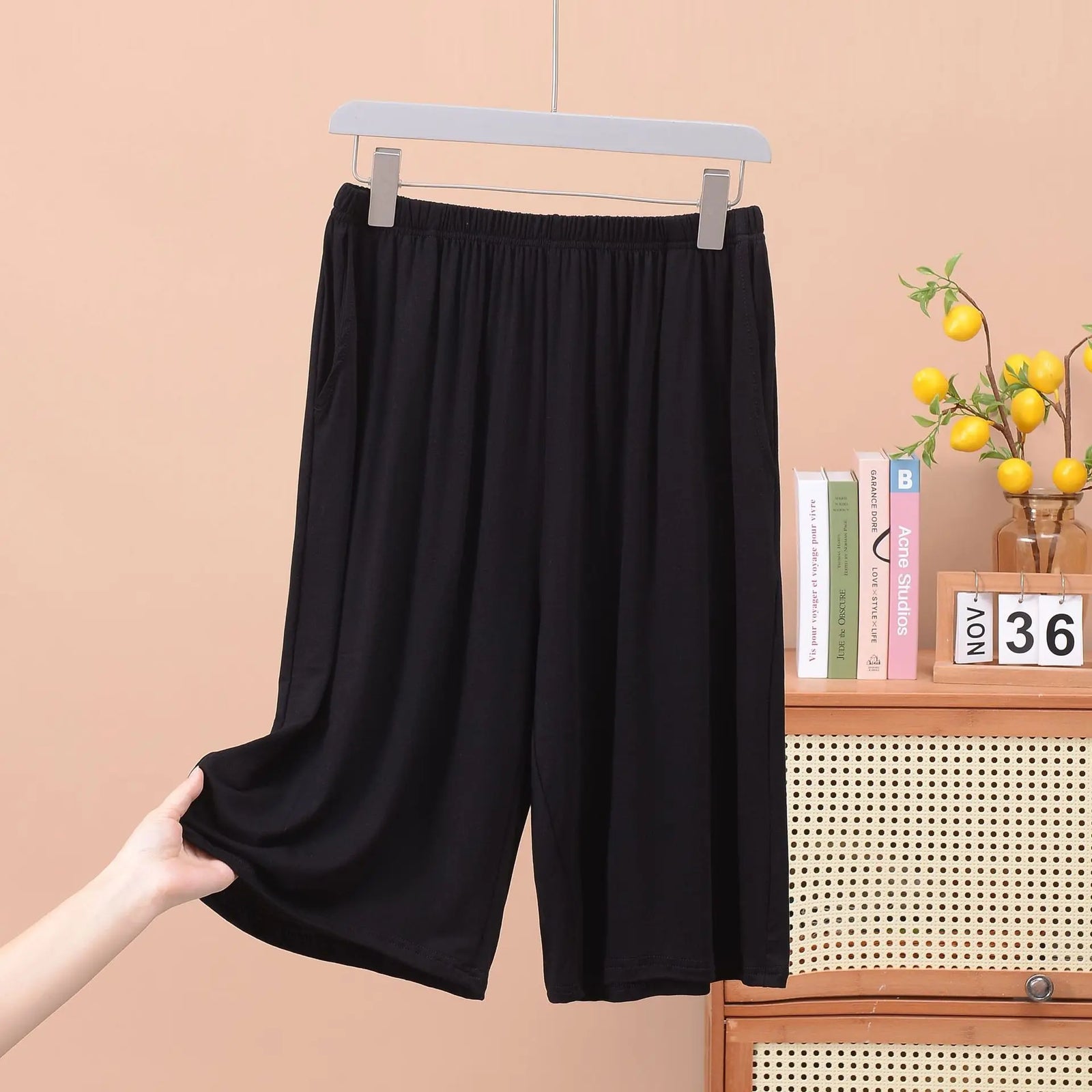 Men's Solid Elastic Waist Modal Lounge Shorts for Home Wear