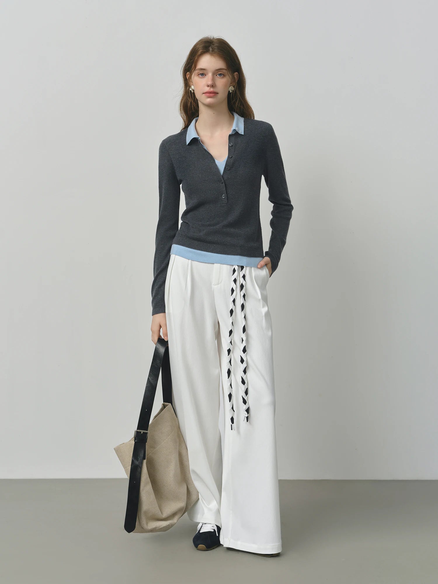 Women's Polo Collar Button Front Cardigan Casual Knit Layer