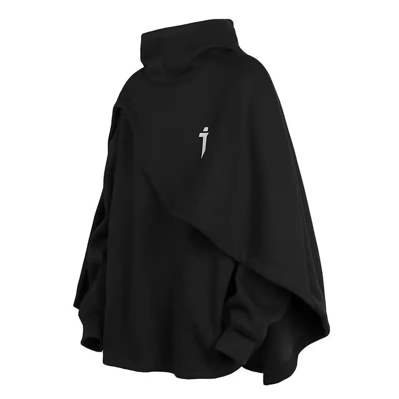 Hooded Layered Pullover Poncho for Layering over Outfits