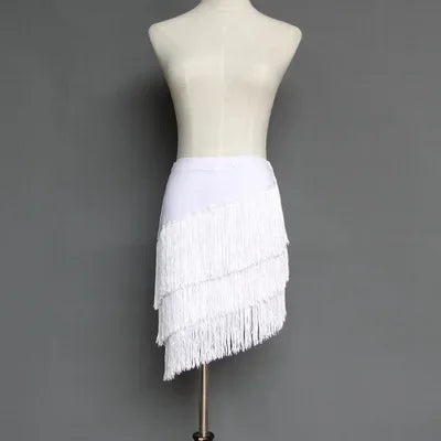 Women's Layered Fringe Latin Dance Skirt for Ballroom Practice Outfits