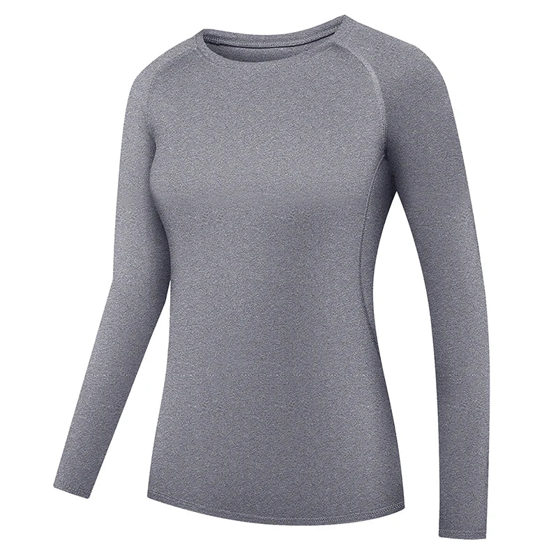 Fitted Crew Neck Long Sleeve Compression T Shirt