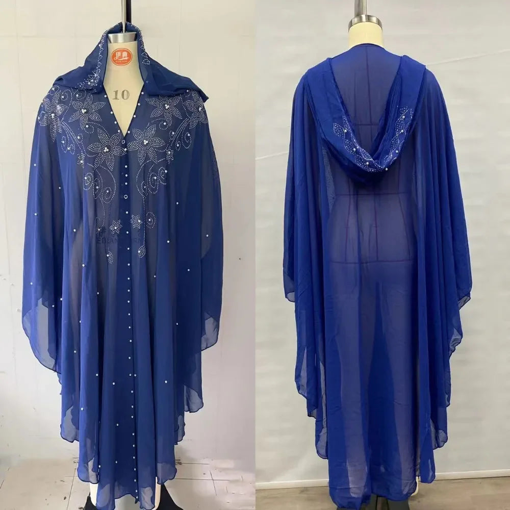 Embellished Sheer Hooded Cape for Layering over Outfits