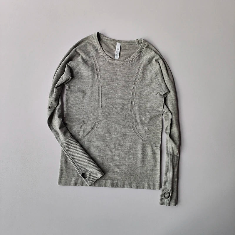 Women's Fitted Crew Neck Long Sleeve T-shirt For Workout Outfits