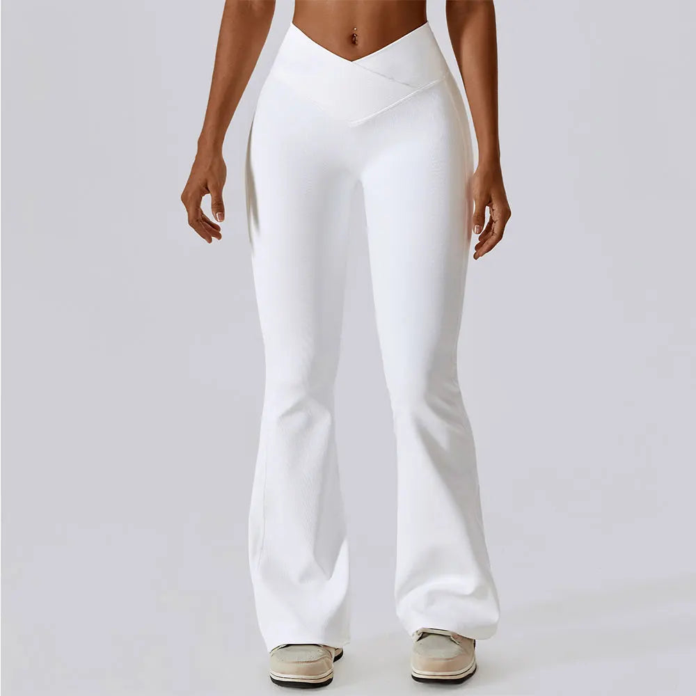 Women's Cross Waist Flared Leggings For Workout Outfits