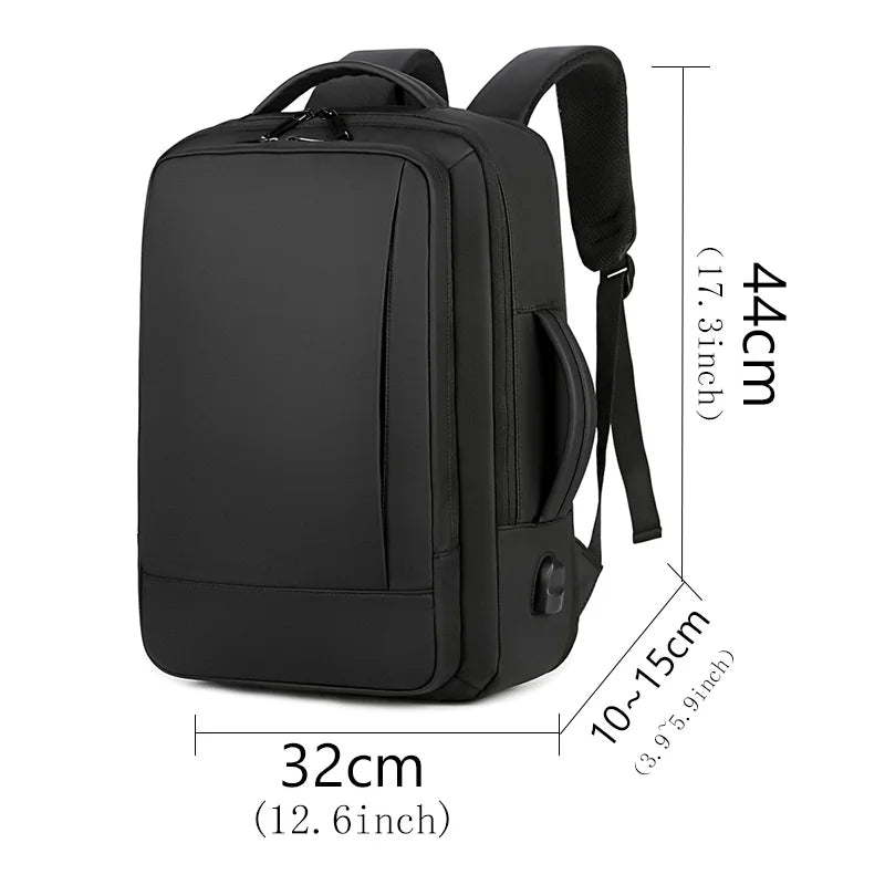 Expandable Travel Backpack with Boxy Shape and Multiple Carrying Positions