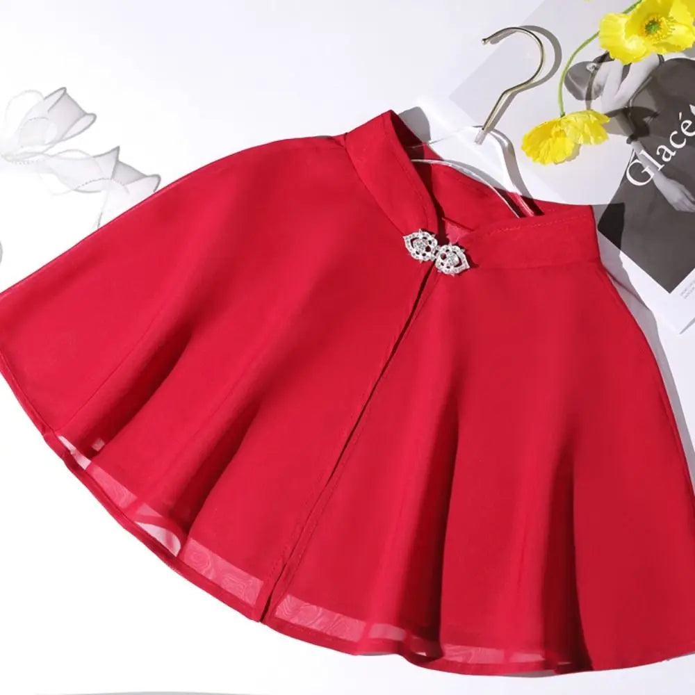 Clasp Front Chiffon Capelet for Layering over Dresses and Tops