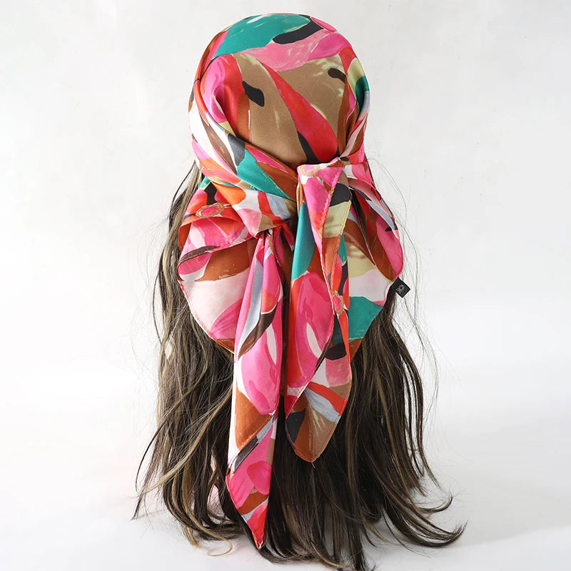 Floral Print Square Scarf for Head and Neck Styling