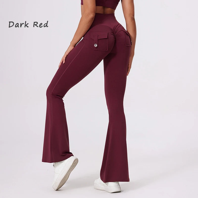 Women's Back Pocket Flared Leggings For Workout Outfits
