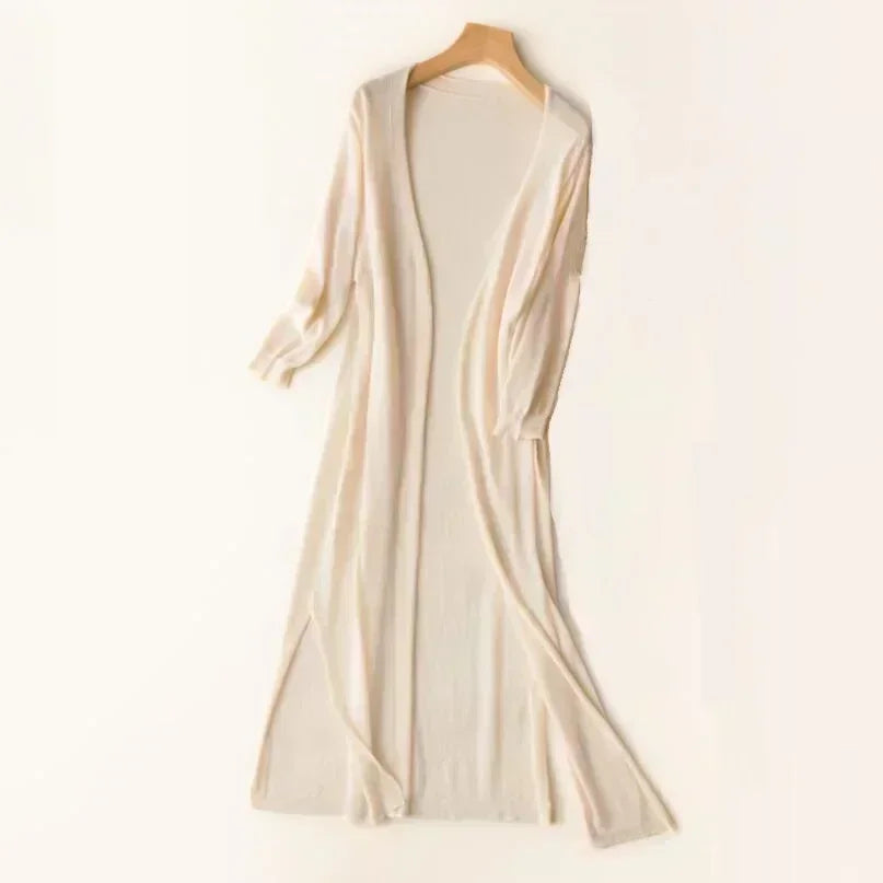 Women's Long Open Front Knit Cardigan Casual Knit Layer