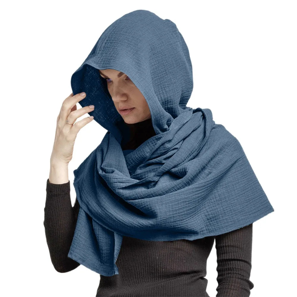 Hooded Draped Cowl Scarf for Layering over Outfits