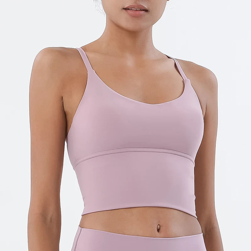 Women's V Neck Cross Back Longline Tank Top