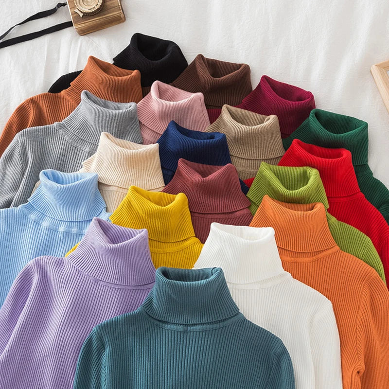 Women's Ribbed Mock Neck Long Sleeve Sweater Casual Knit Layer
