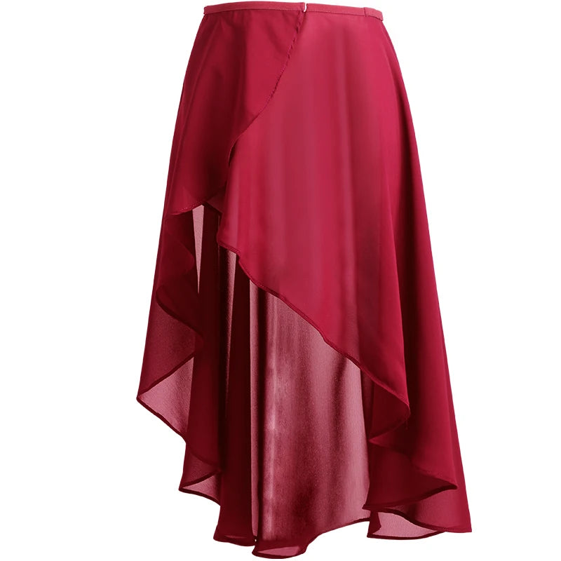 Women's Long Chiffon Ballet Wrap Skirt with Adjustable Buckle Waist