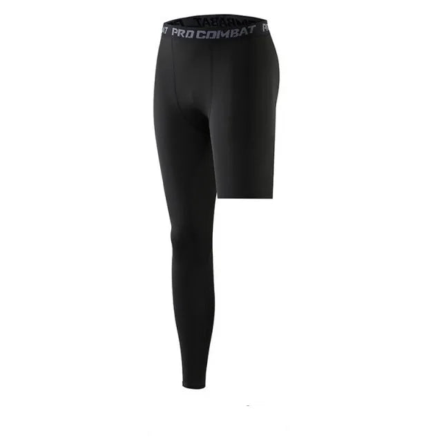 Men's Asymmetric One Leg Training Leggings for Gym and Running