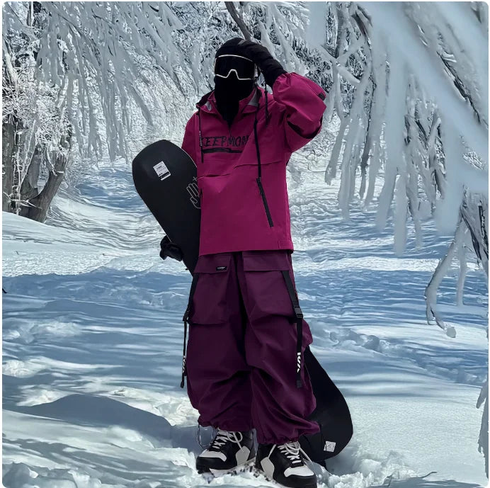 Hooded Ski Jacket and Pants Clothing Set with Style Options