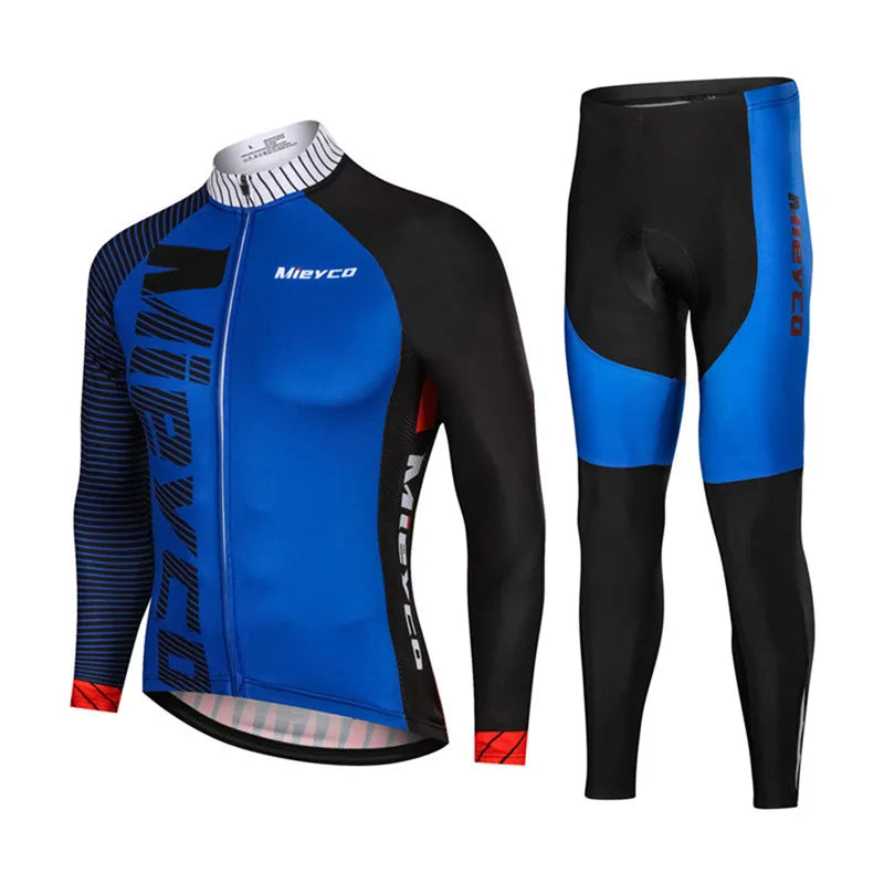 Men Long Sleeve Cycling Jersey Set MTB Road Bike Breathable Outdoor Cycling Suit