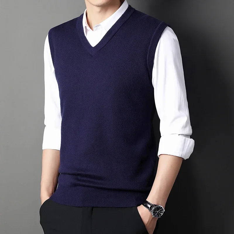 Men's V Neck Sleeveless Knit Vest