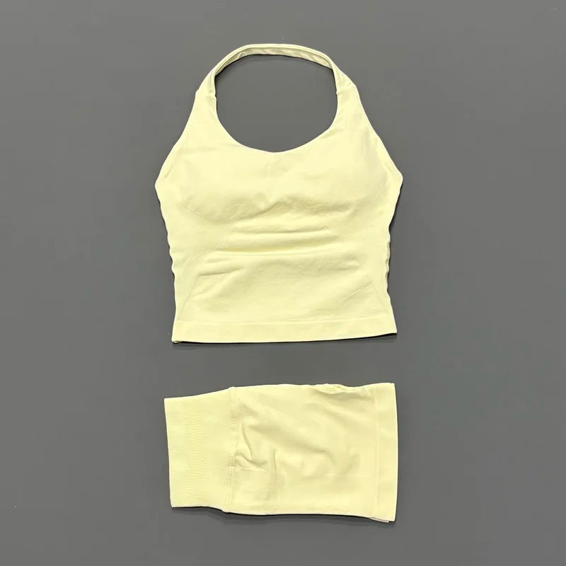 Women's Halter Tank And Shorts Yoga Set For Workout Outfits