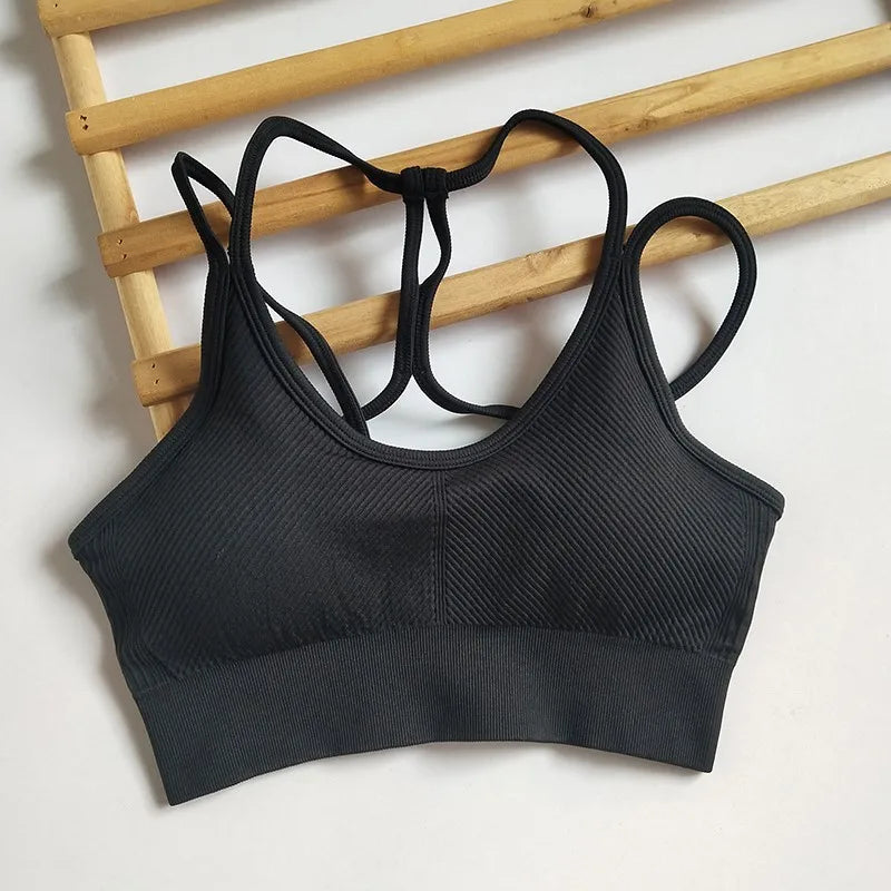 Women's Ribbed Scoop Neck Sports Bra