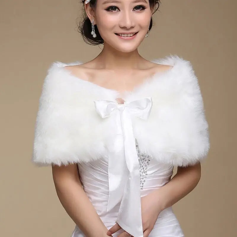 Plush Bow Front Wrap Cape for Layering over Outfits