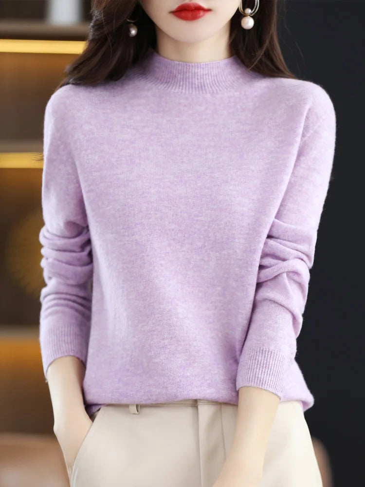 Women's Fluffy Crew Neck Long Sleeve Sweater Casual Knit Layer