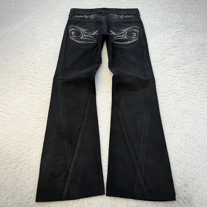 Men's Embroidered Flared Denim Jeans for Casual Everyday Wear