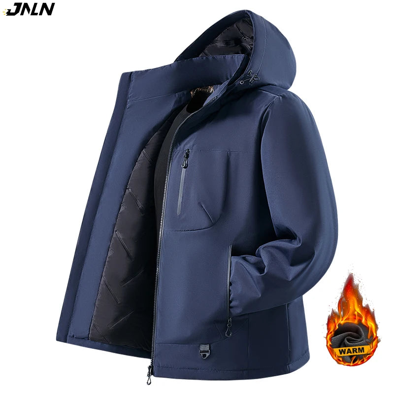 Hooded Long Sleeve Full Zip Outdoor Hiking Jacket with Pockets