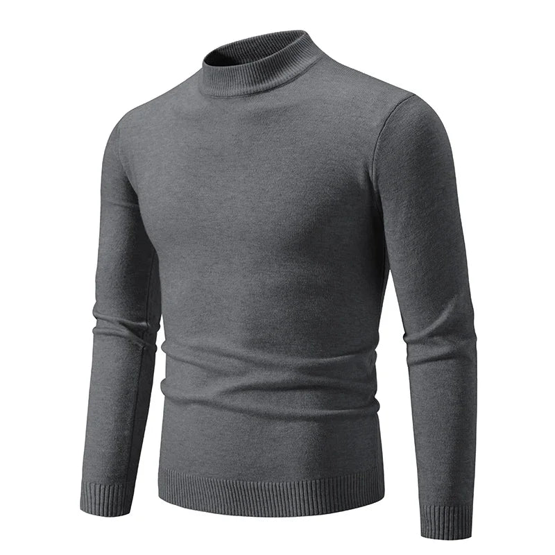 Men's Mock Neck Long Sleeve Knit Sweater