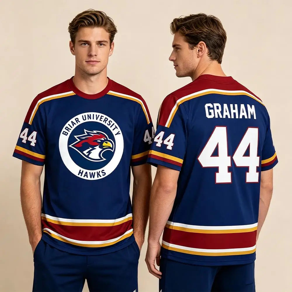 Briar University Number Graphic Short Sleeve Jersey For Sports Outfits