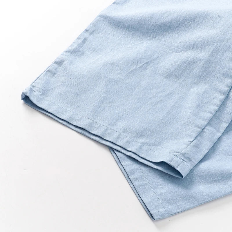Women's Cotton-Linen Loose Straight-Leg Full-Length Pants with Drawstring Waist and Side Pockets