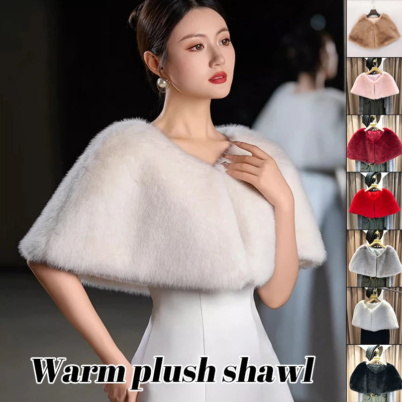 Plush Short Bridal Cape for Layering over Outfits