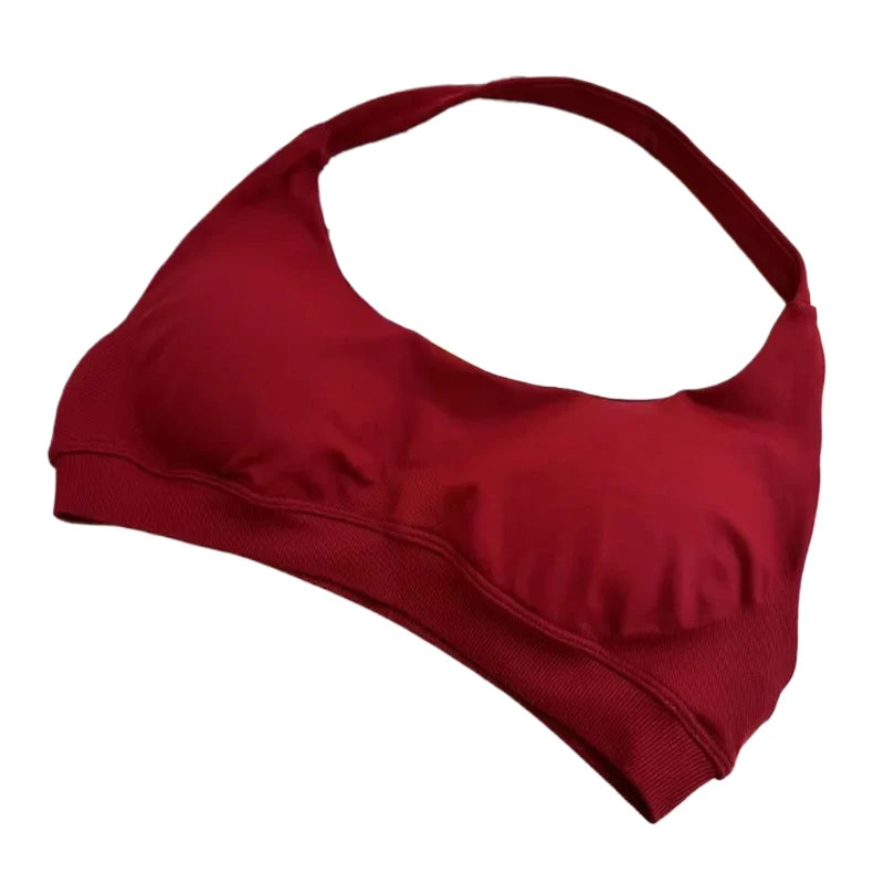 Women's Ruched Halter Neck Sports Bra