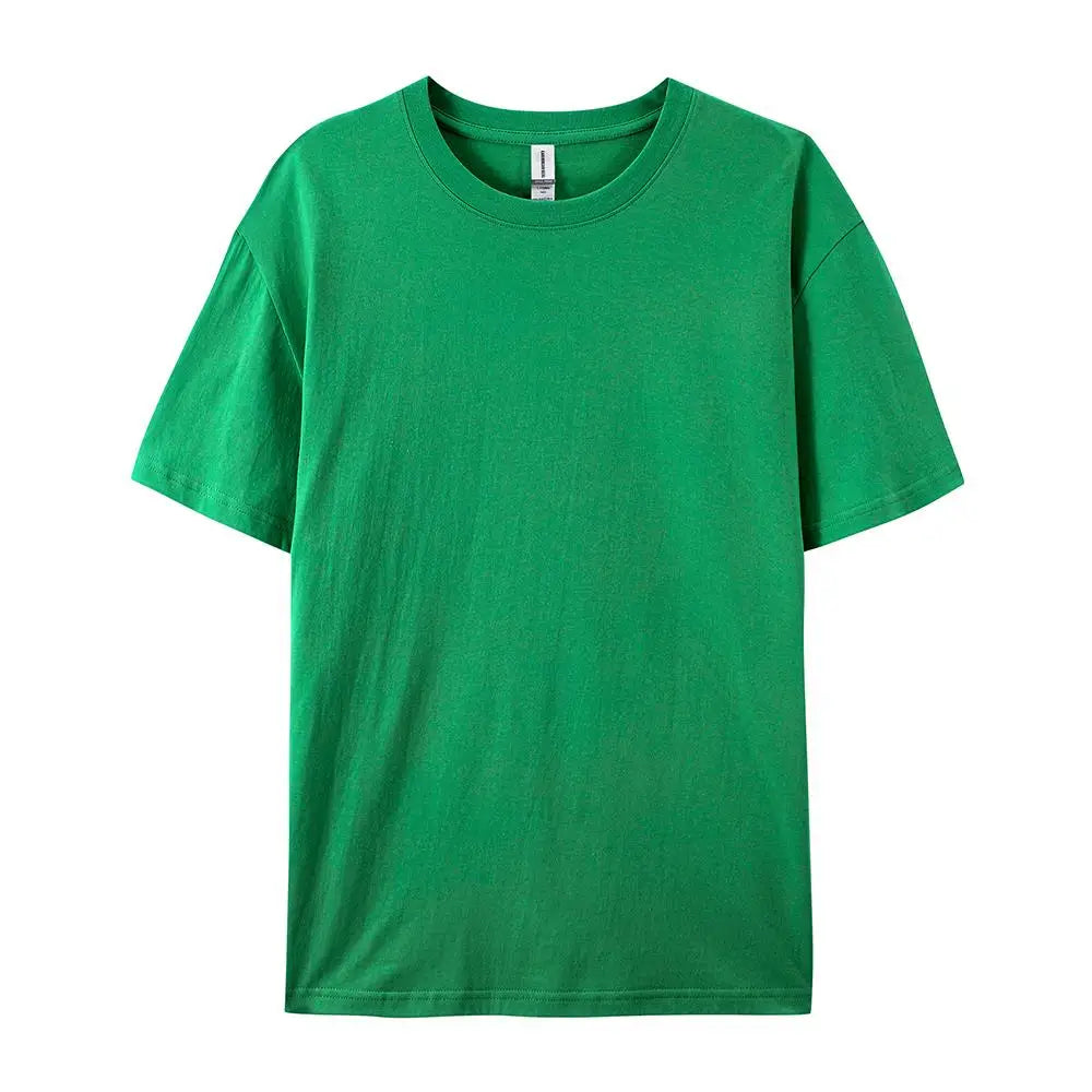 Solid Crew Neck Short Sleeve Cotton Casual T Shirt